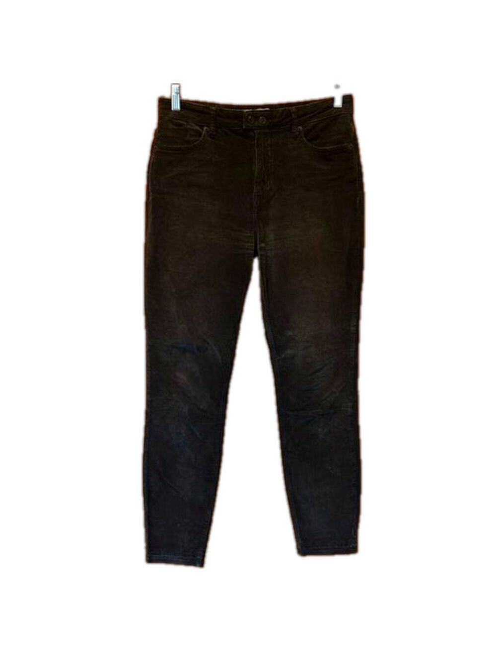 Free People Black Velvet Corduroy Skinny Stretch Jeans Size 28